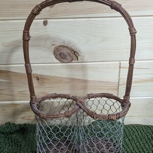 Storage Basket/Wine Holder, Country Rustic decor, chicken wire Farm